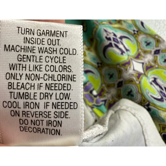 APT. 9 Boho Paisley Print Short Sleeve Tunic Top Green Blue Size Small - Picture 10 of 10